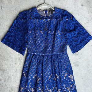 BCBG Max Azria Jillyan Larkspur Blue Lace Cocktail Dress